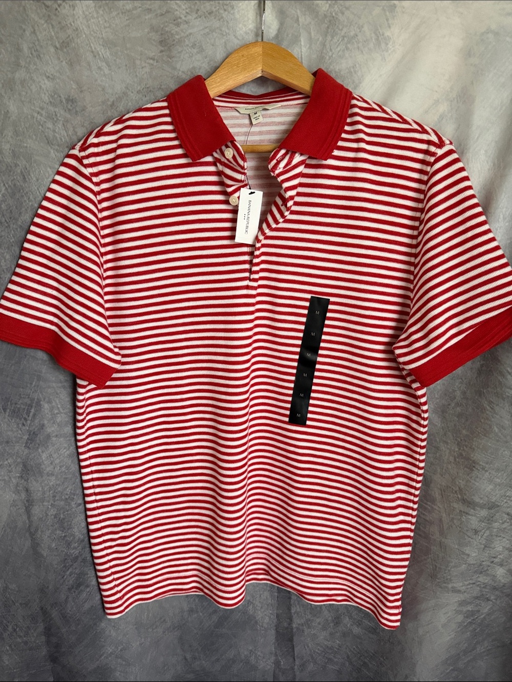 Men's Red & White Striped Polo Shirt